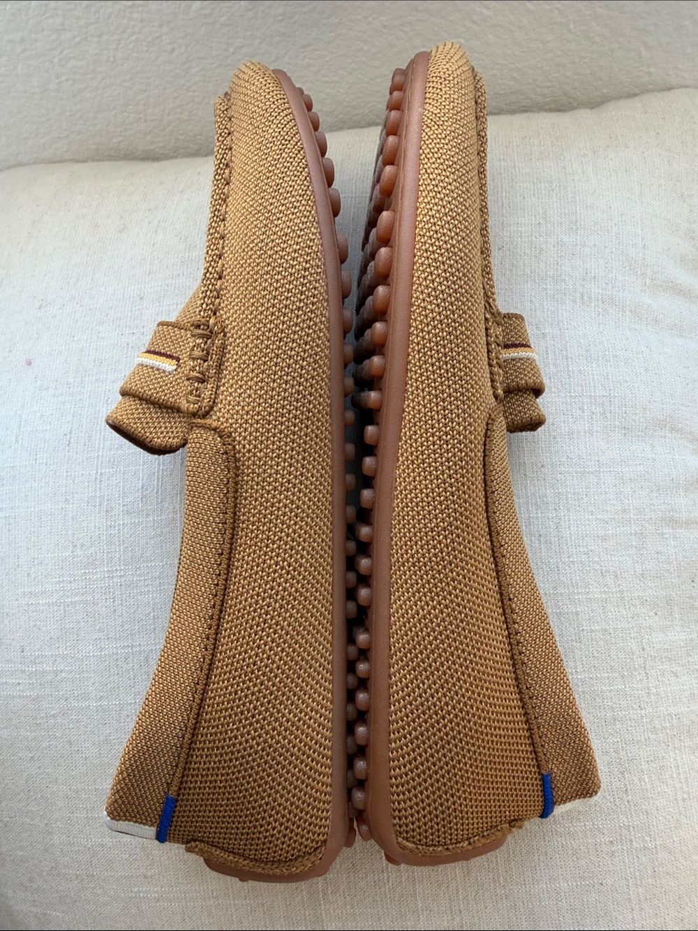 Rothy's  The driver in sunflower Tan Knit Slip-On Loafers with White Accent - Picture 4 of 10